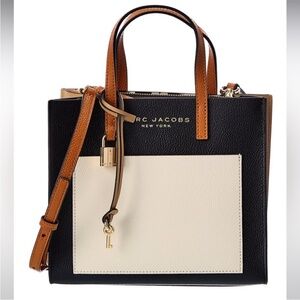 Marc Jacobs Mini Grind Colorblock Leather Bag Crossbody Smoked Almond